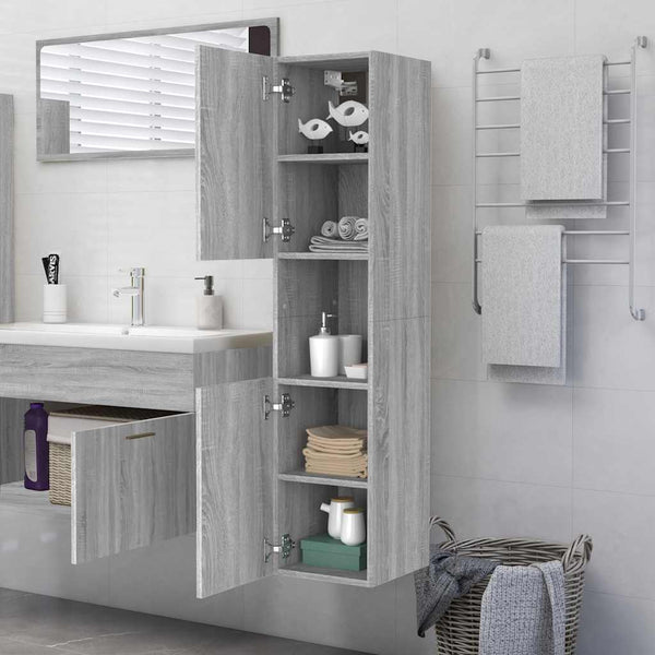 Badezimmerschrank Grau Sonoma 30x30x130 cm