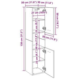 Badezimmerschrank Grau Sonoma 30x30x130 cm