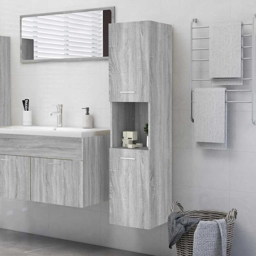vidaXL Meuble de salle de bain Gris Sonoma 30x30x130 cm Bois d'ingénierie