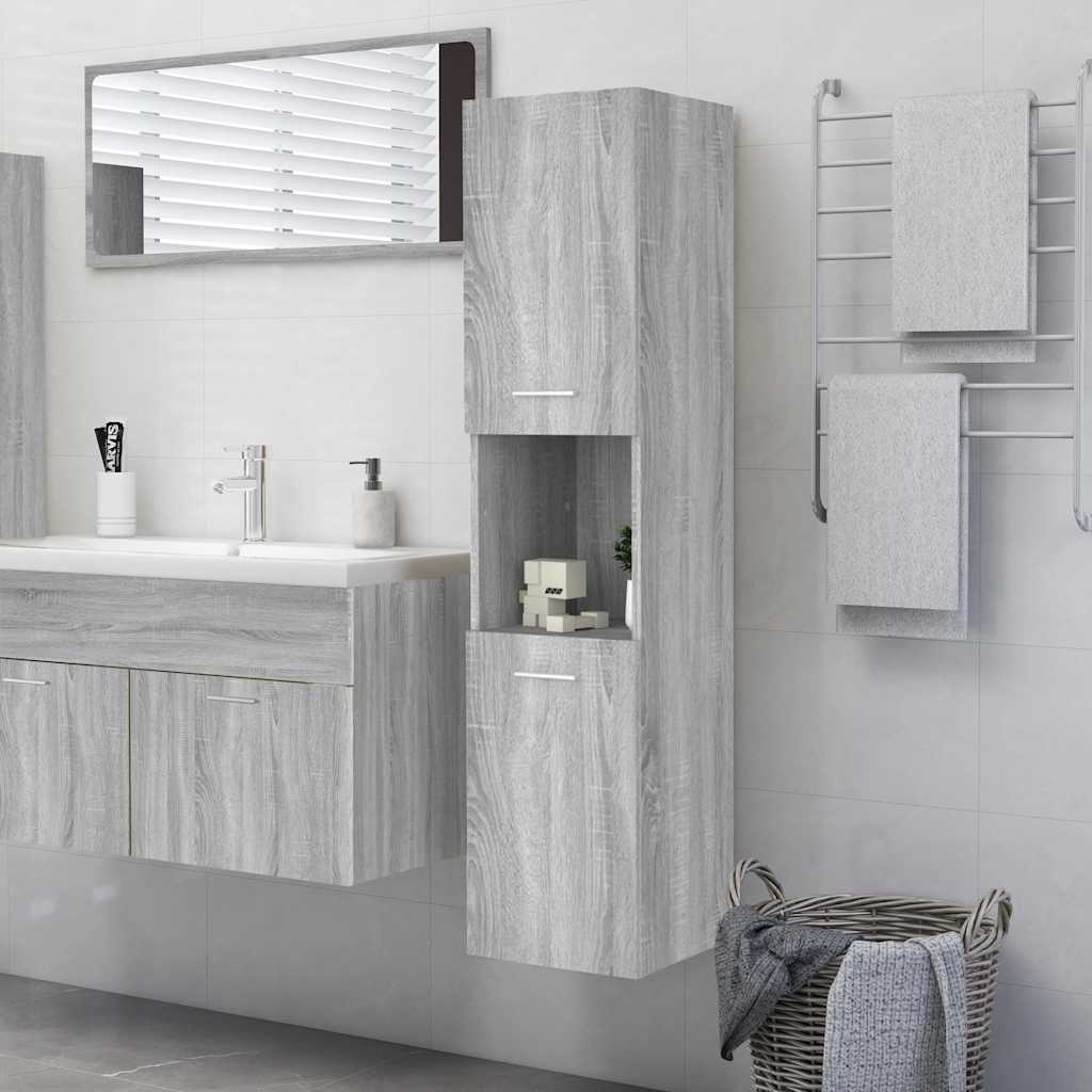 Badezimmerschrank Grau Sonoma 30x30x130 cm