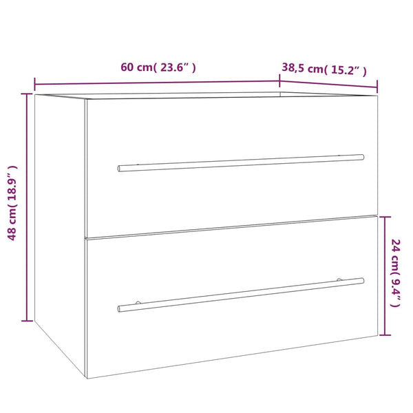 Waschbeckenschrank Räuchereiche 60 cm