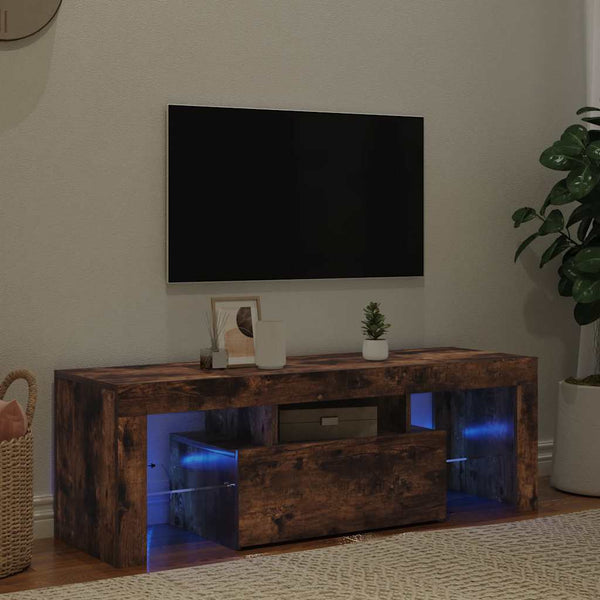 TV-Schrank mit LED Räuchereiche 120 cm