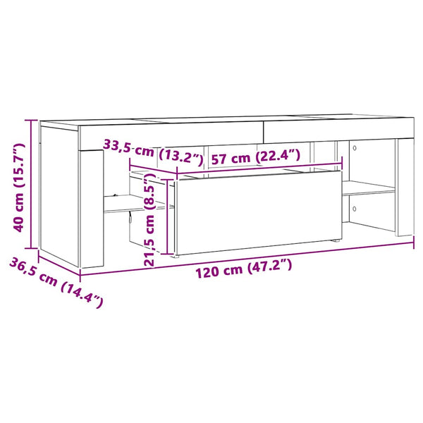 TV-Schrank mit LED Grau Sonoma 120 cm