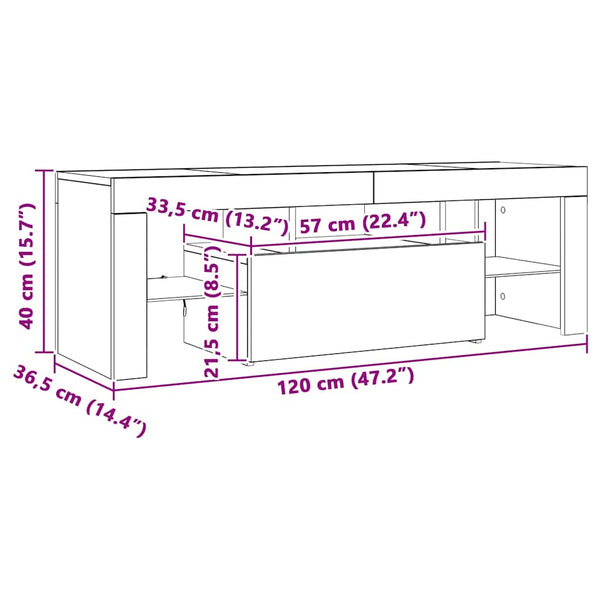 TV-Schrank mit LED Braun Eichen-Optik 120cm
