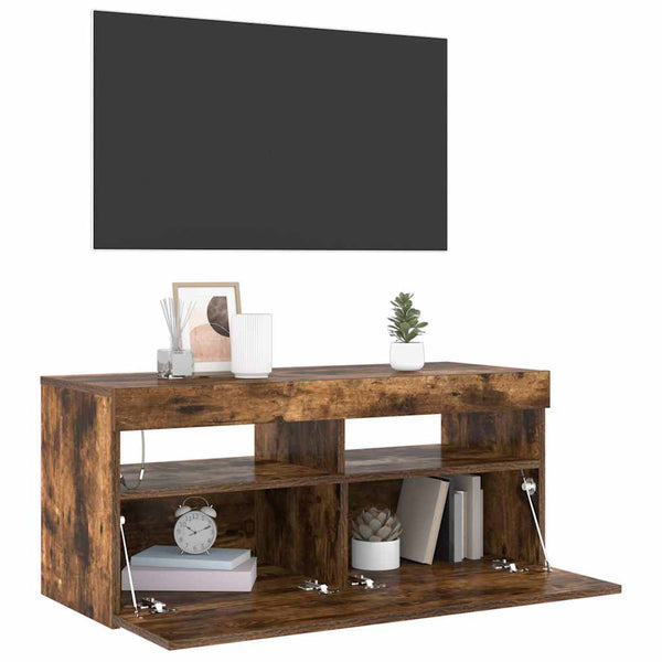 TV-Schrank Räuchereiche mit LED 90 cm