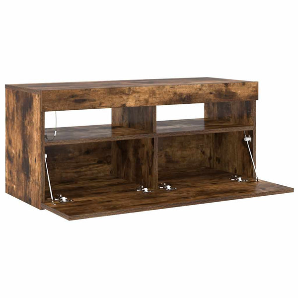 TV-Schrank Räuchereiche mit LED 90 cm