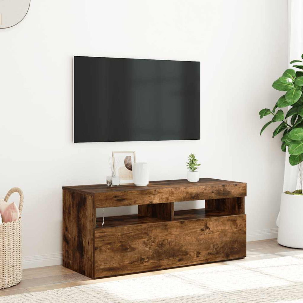 TV-Schrank Räuchereiche mit LED 90 cm