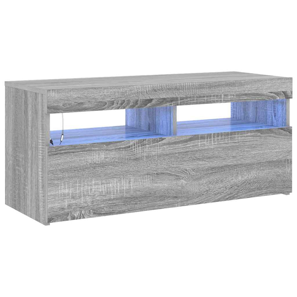 Meuble TV vidaXL avec lumières LED gris Sonoma 90x35x40 cm
