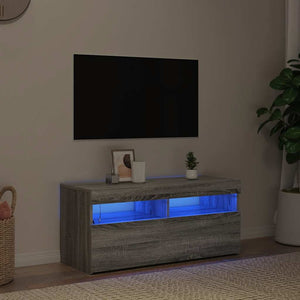 TV-Schrank mit LED Grau Sonoma 90 cm