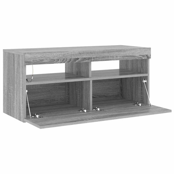 TV-Schrank mit LED Grau Sonoma 90 cm