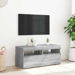 TV-Schrank mit LED Grau Sonoma 90 cm