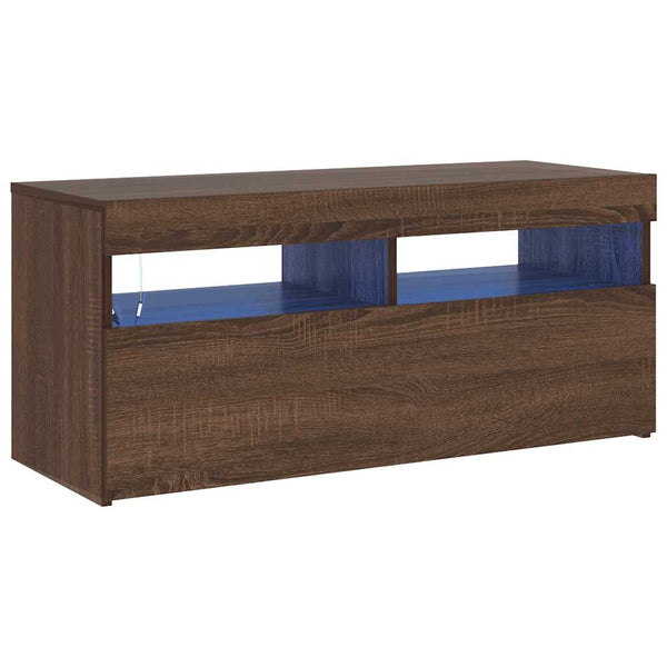 TV-Schrank mit LED Braun Eichen-Optik 90 cm