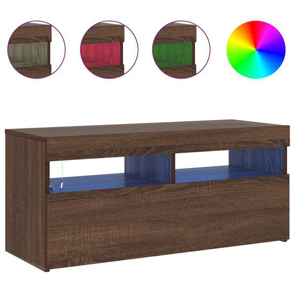 TV-Schrank mit LED Braun Eichen-Optik 90 cm