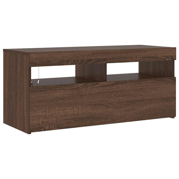 TV-Schrank mit LED Braun Eichen-Optik 90 cm