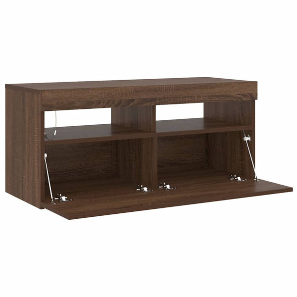 TV-Schrank mit LED Braun Eichen-Optik 90 cm