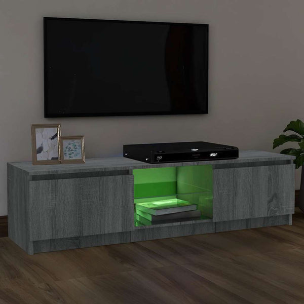 TV-Schrank mit LED-Leuchten Grau Sonoma 120 cm