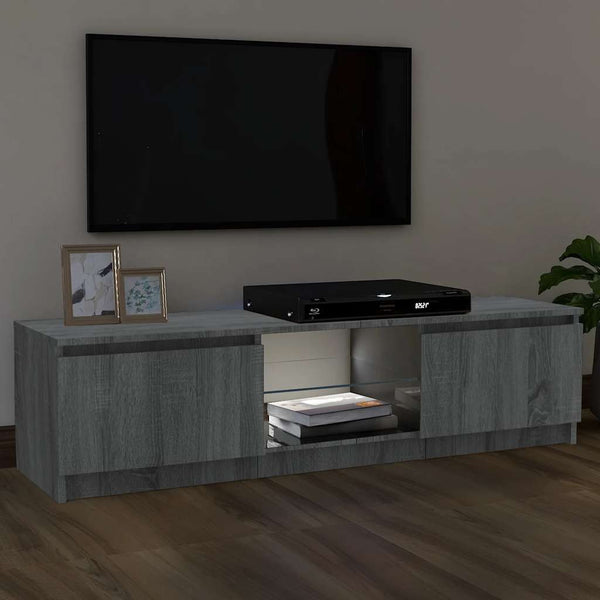 TV-Schrank mit LED-Leuchten Grau Sonoma 120 cm