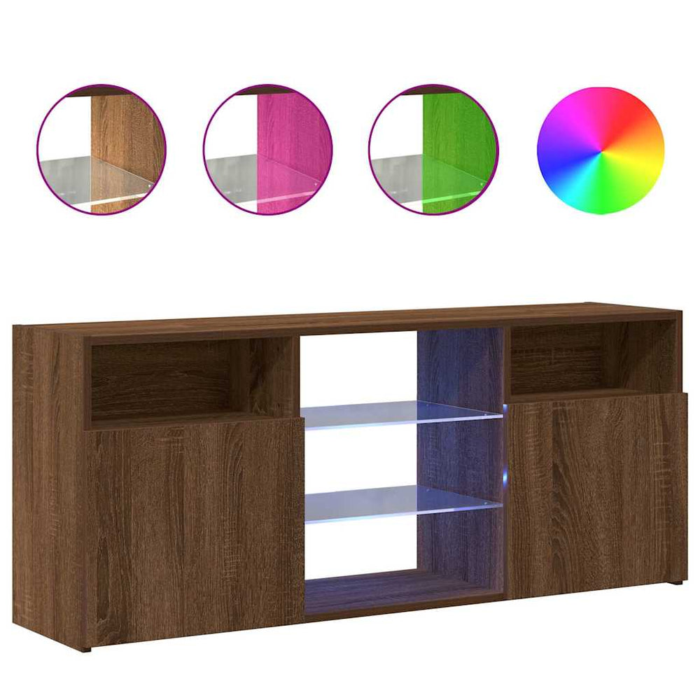 TV-Schrank mit LED Braun Eichen-Optik 120 cm