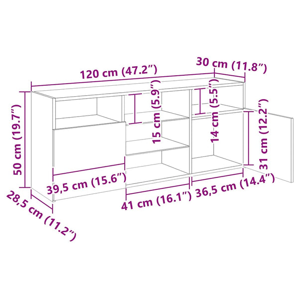 TV-Schrank mit LED Braun Eichen-Optik 120 cm
