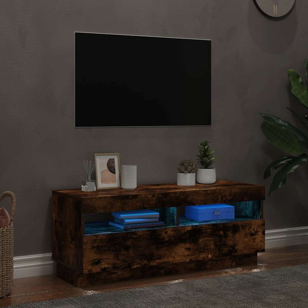 TV-Schrank mit LED Räuchereiche 100x35x40 cm