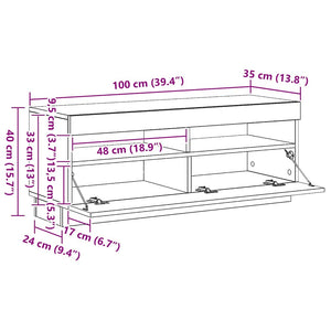 TV-Schrank mit LED Grau Sonoma 100 cm