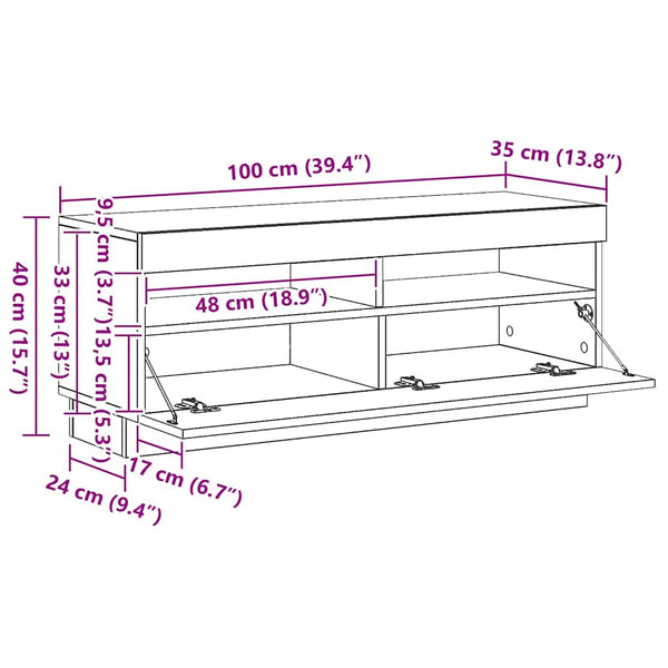 TV-Schrank mit LED Grau Sonoma 100 cm