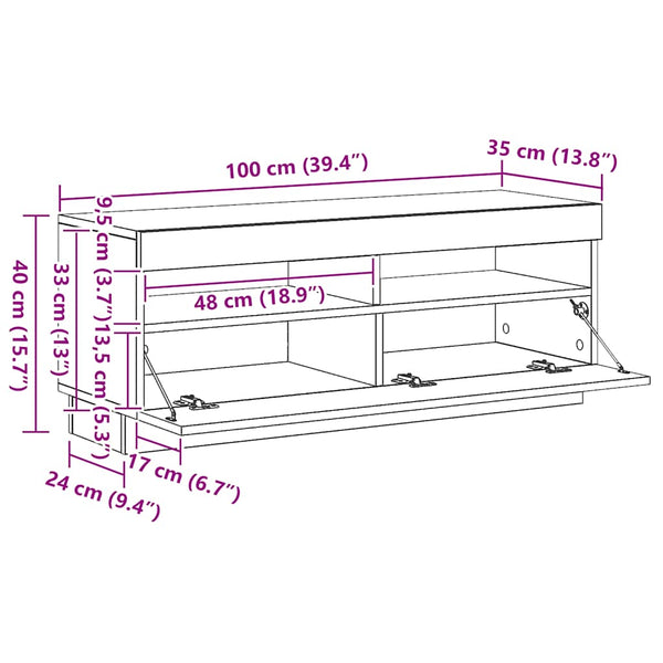 TV-Schrank mit LED Braun Eichen-Optik 100cm