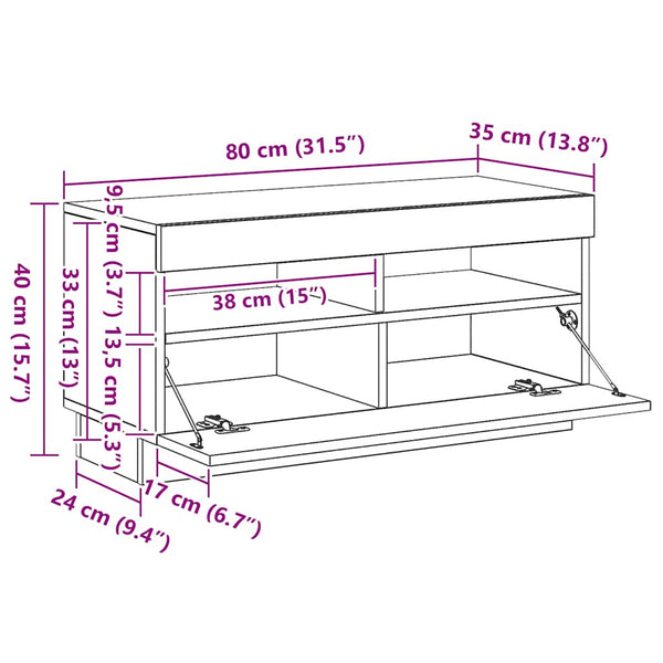TV-Schrank Räuchereiche mit LED 80cm