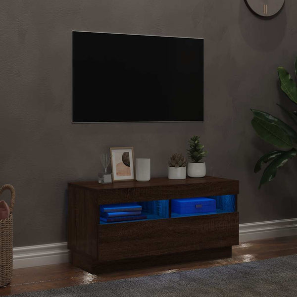 TV-Schrank mit LED Braun Eichen-Optik 80 cm