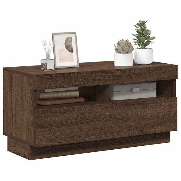 TV-Schrank mit LED Braun Eichen-Optik 80 cm