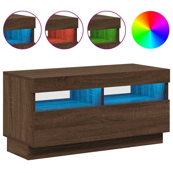 TV-Schrank mit LED Braun Eichen-Optik 80 cm