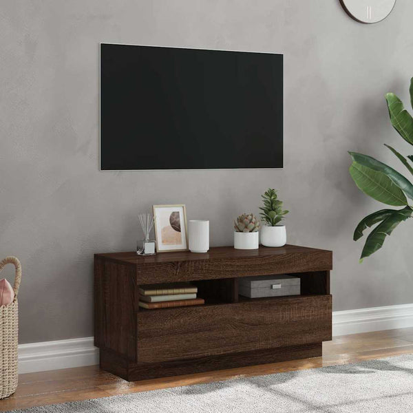 TV-Schrank mit LED Braun Eichen-Optik 80 cm