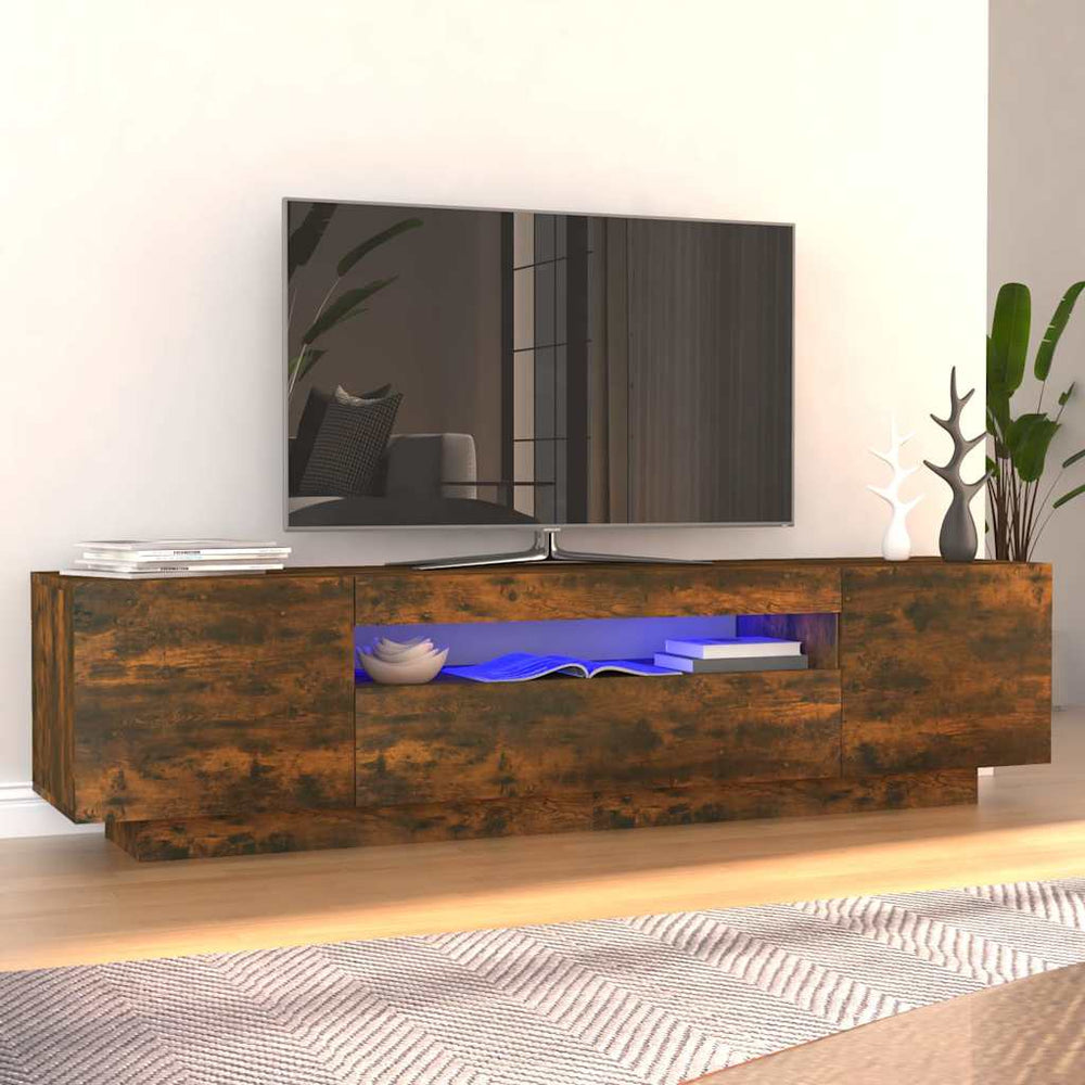 TV-Schrank mit LED Räuchereiche 160 cm