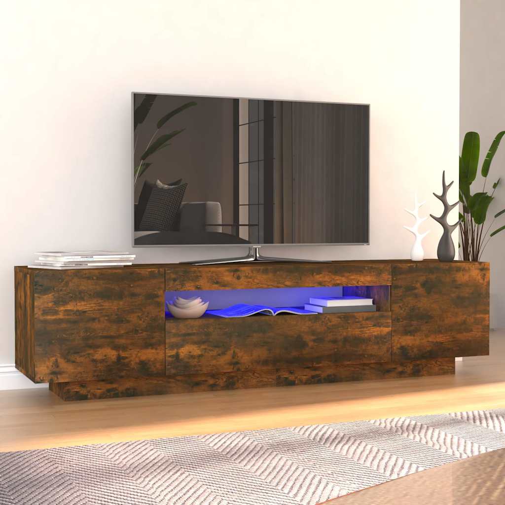 TV-Schrank mit LED Räuchereiche 160 cm