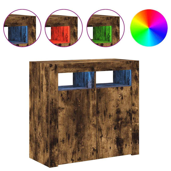 Sideboard Räuchereiche mit LED 80x35x75 cm