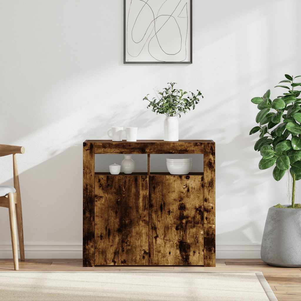 Sideboard Räuchereiche mit LED 80x35x75 cm