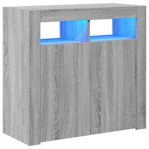 vidaXL Bahut avec lumières LED gris sonoma 80x35x75 cm