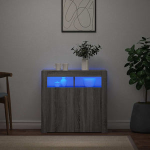 vidaXL Bahut avec lumières LED gris sonoma 80x35x75 cm