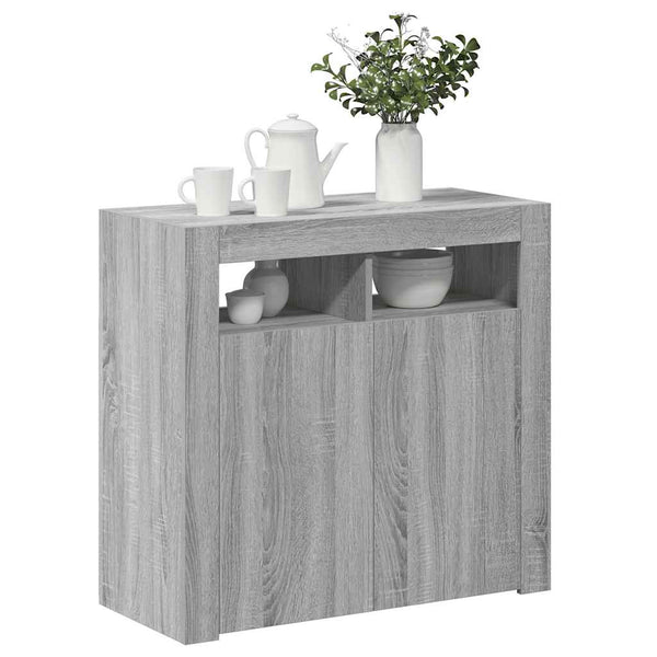vidaXL Bahut avec lumières LED gris sonoma 80x35x75 cm