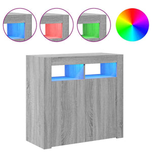 vidaXL Bahut avec lumières LED gris sonoma 80x35x75 cm