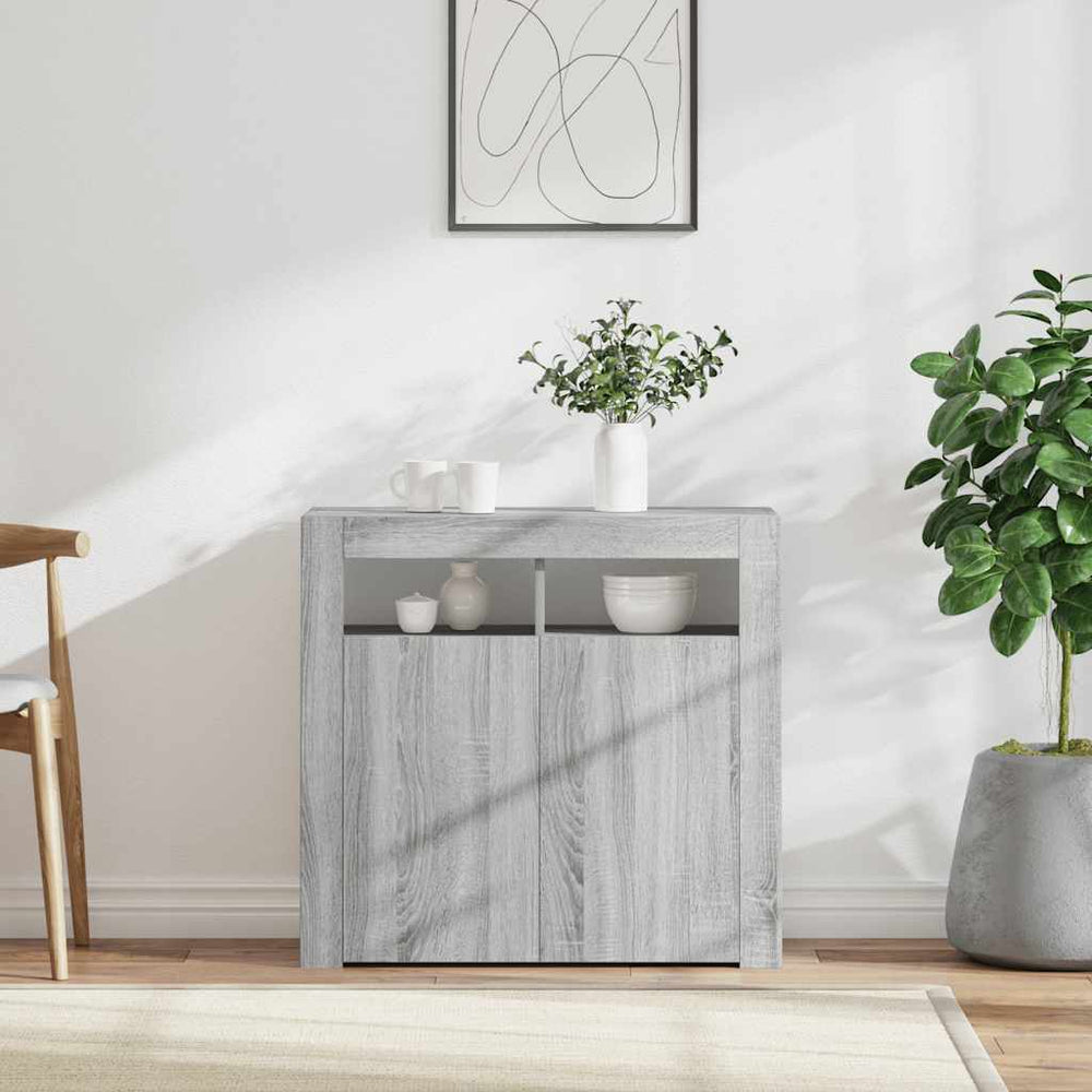 Sideboard mit LED Grau Sonoma 80x35x75 cm
