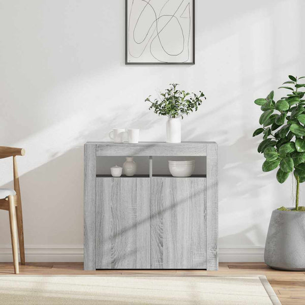 vidaXL Bahut avec lumières LED gris sonoma 80x35x75 cm