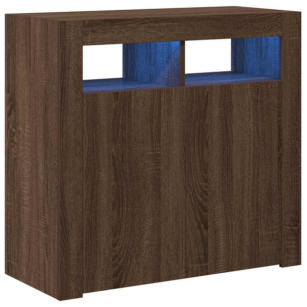 vidaXL Buffet avec éclairage LED aspect chêne marron 80x35x75 cm