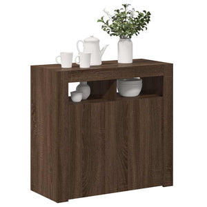 vidaXL Buffet avec éclairage LED aspect chêne marron 80x35x75 cm