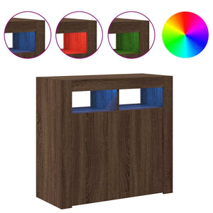 vidaXL Buffet avec éclairage LED aspect chêne marron 80x35x75 cm