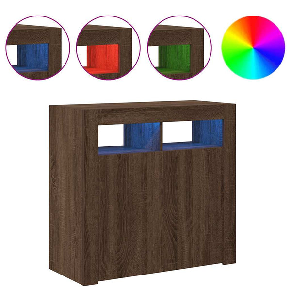 vidaXL Buffet avec éclairage LED aspect chêne marron 80x35x75 cm