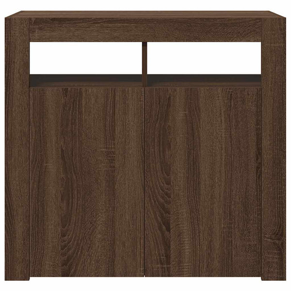 vidaXL Buffet avec éclairage LED aspect chêne marron 80x35x75 cm