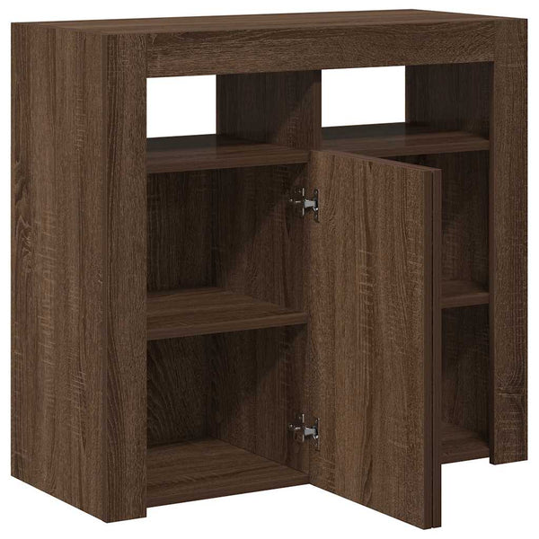 vidaXL Buffet avec éclairage LED aspect chêne marron 80x35x75 cm