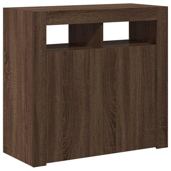vidaXL Buffet avec éclairage LED aspect chêne marron 80x35x75 cm
