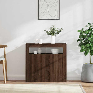 vidaXL Buffet avec éclairage LED aspect chêne marron 80x35x75 cm
